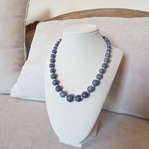 Estate Sterling Silver 925 Blue Stone Beaded Necklace – 18”